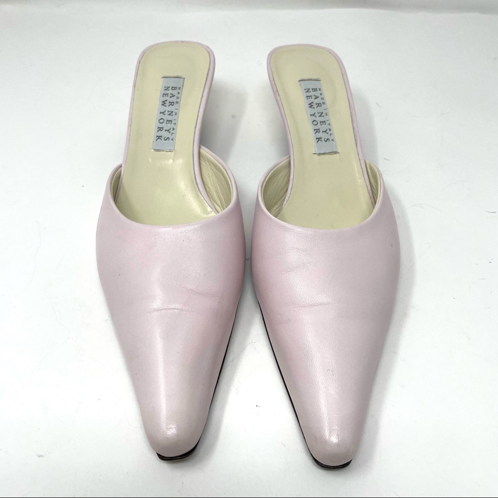BARNEYS NEW YORK pink kitten heel mules, made in Italy, size 39 - Picture 2 of 13